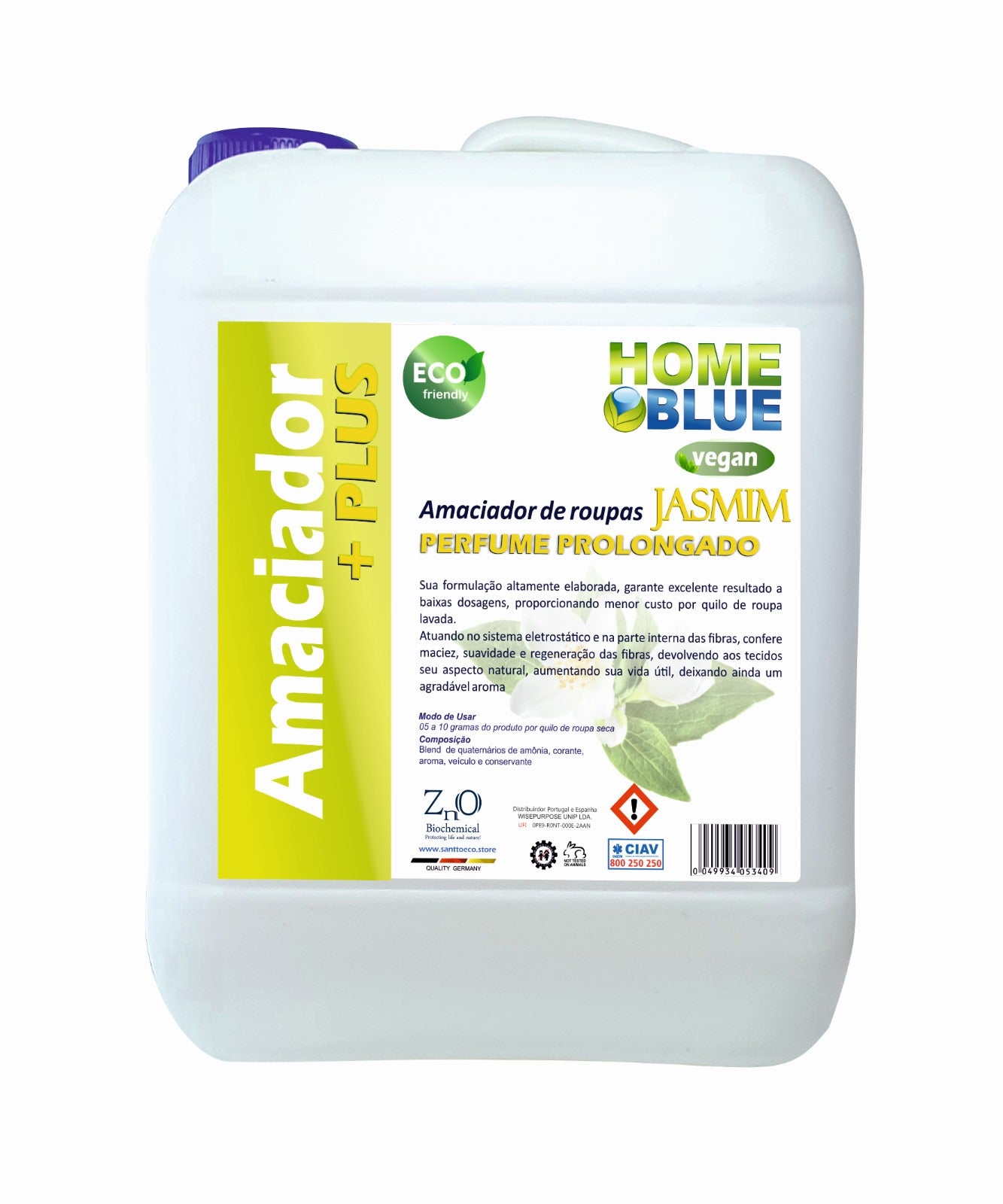 Home Blue Amaciador de Roupas Perfume Prolongado Jasmin 20L