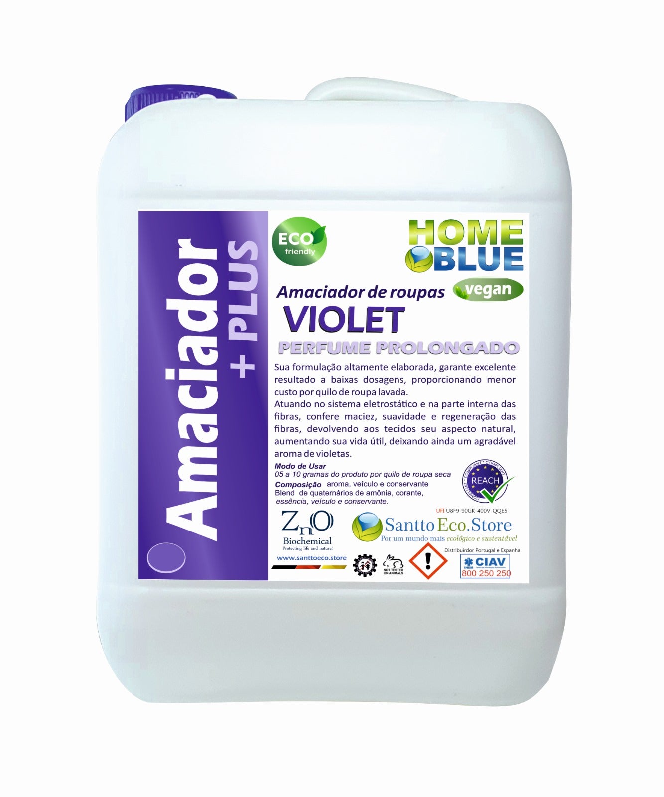 Home Blue Amaciador de Roupas Perfume Prolongado Viollet 20L